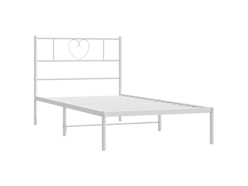  Lit simple- lit adulte -  cadre de lit métal sans matelas avec tête de lit blanc 80x200cm  - Conforama D