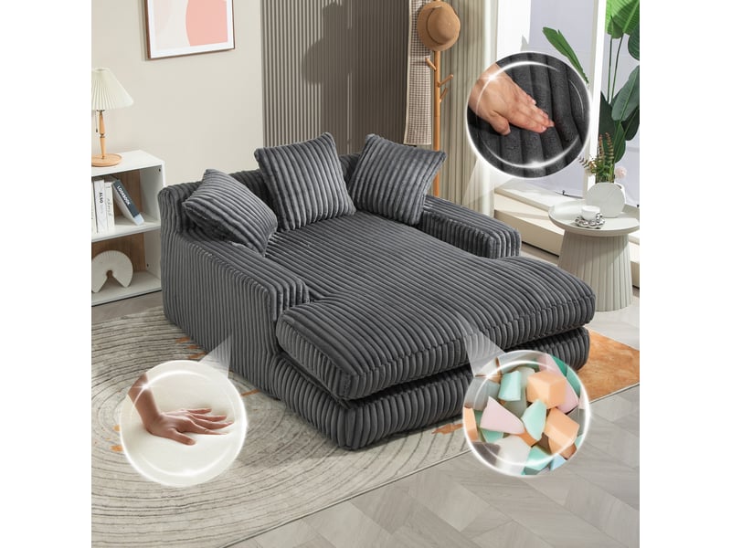 Canapé convertible, canapé-lit – style cloud, en velours tricoté, 1 place, gris foncé, coussins inclus - Conforama A