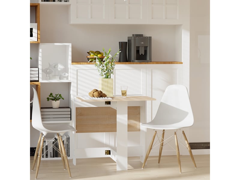  Table de salle à manger pliante, table d'appoint de cuisine avec abattant, gain de place, design moderne, 103 x 76 x 73,5 cm, bois  - Conforama D