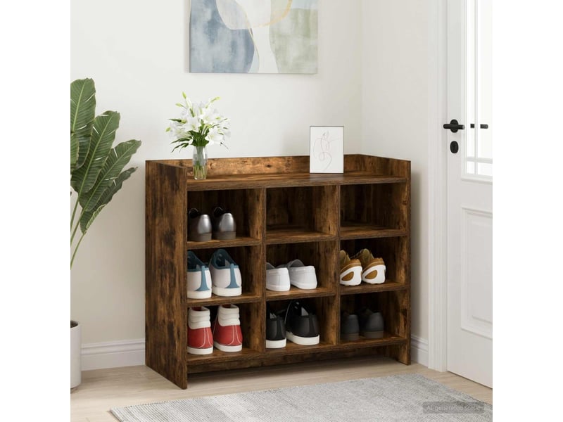  Meuble à chaussure, cabinet à chaussures avec stockage chêne fumé 85x39,5x70 cm  - Conforama B