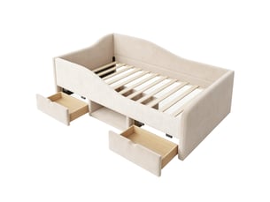 Lit avec rangement 90x190 cm <strong>DZMDIP</strong>  <strong></strong> coloris beige