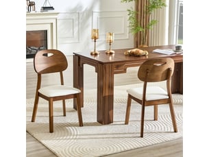Lot de 2 chaises de salle à manger en bois modernes - dossier ovale, poignée intégrée, rembourrées