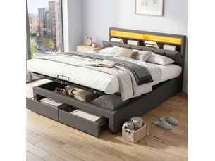 Lit avec rangement 180x200 cm coloris gris