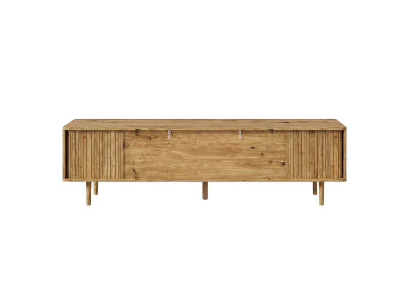  Meuble tv tcqpz 165 x 40 x 46 cm 4 tiroirs 2 portes coulissantes mdf décor bois  - Conforama A