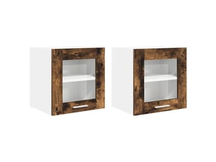 Meuble de rangement cuisine, armoire suspendue 2 pcs chêne fumé bois d'ingénierie shl9322