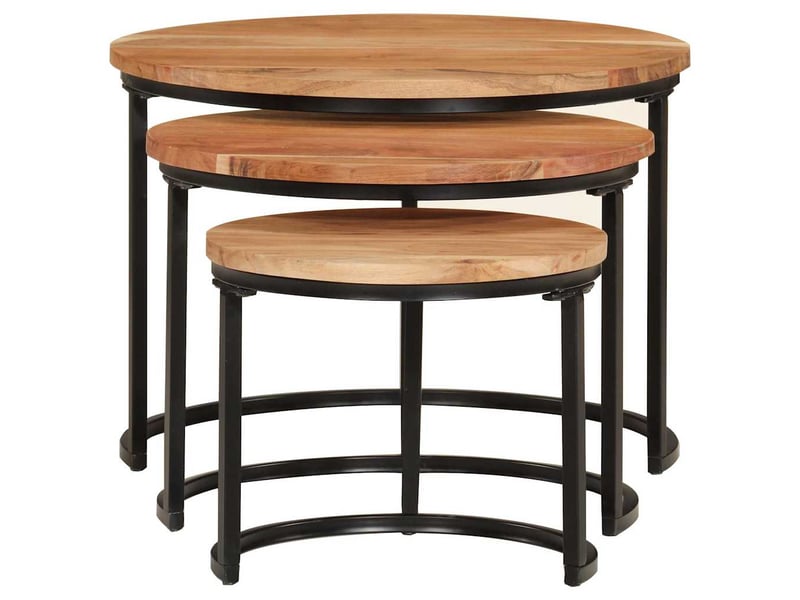  Tables gigognes 3 pcs | table de salon bois massif d'acacia  - Conforama D
