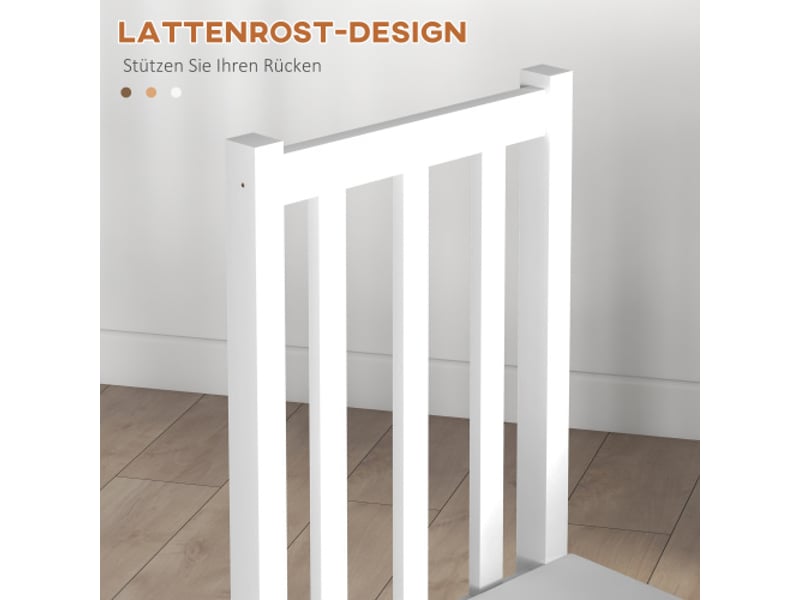  Lot de 2 chaises de salle à manger – chaise de cuisine avec dossier, bois de pin blanc, capacité 120 kg  - Conforama D