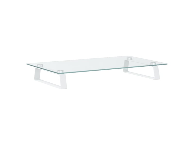  Support de moniteur table meuble bureau 60 x 35 x 8 cm verre trempé et métal blanc 02_0044898  - Conforama D