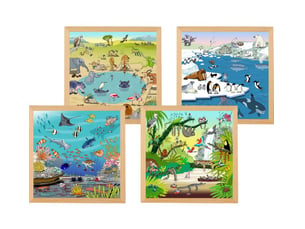 Puzzles - les habitats naturels - set de 4  puzzles - jeu montessori