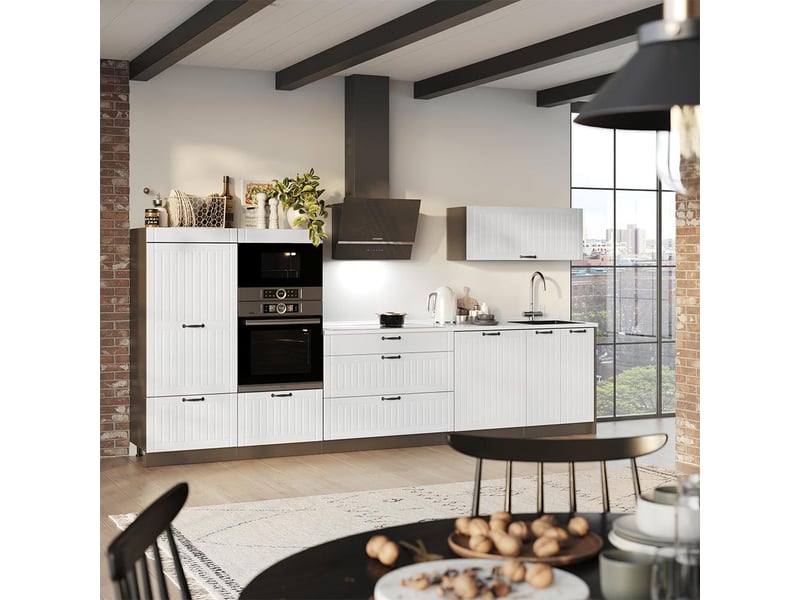  Vicco cuisine, blanc campagneanthracite, 340cm, pt marbre  - Conforama C
