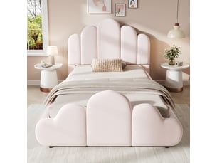 Lit simple 90x200 cm <strong>KORFEE</strong> <strong></strong> coloris rose