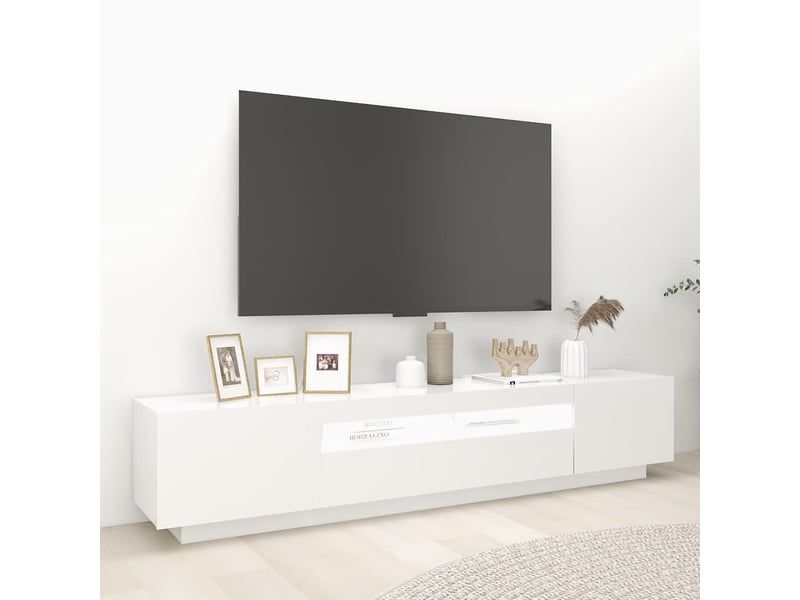  Meuble tv - banc tv - meuble de rangement avec lumières led blanc 200x35x40 cm  - Conforama E