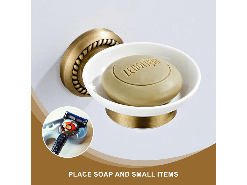  Porte-savon avec plateau en céramique pour salle de bain et toilettes, vidange rapide, garde le savon au sec - laiton, 1 pièce  - Conforama B