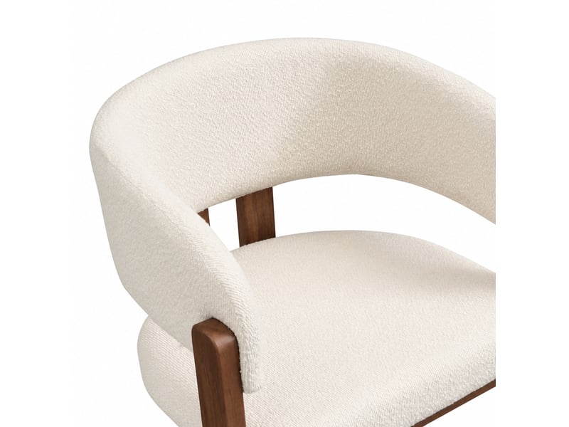  Lot de 6 chaises de salle à manger avec accoudoirs 60x51x80 cm bouclette beige et noyer  - Conforama R