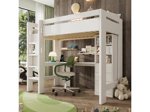 Lit mezzanine 90x200 cm <strong>SWEIKO</strong>  <strong></strong> coloris blanc