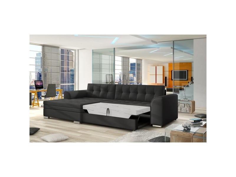 Canapé d'angle convertible conforto 4 places noir – angle gauche - Conforama D