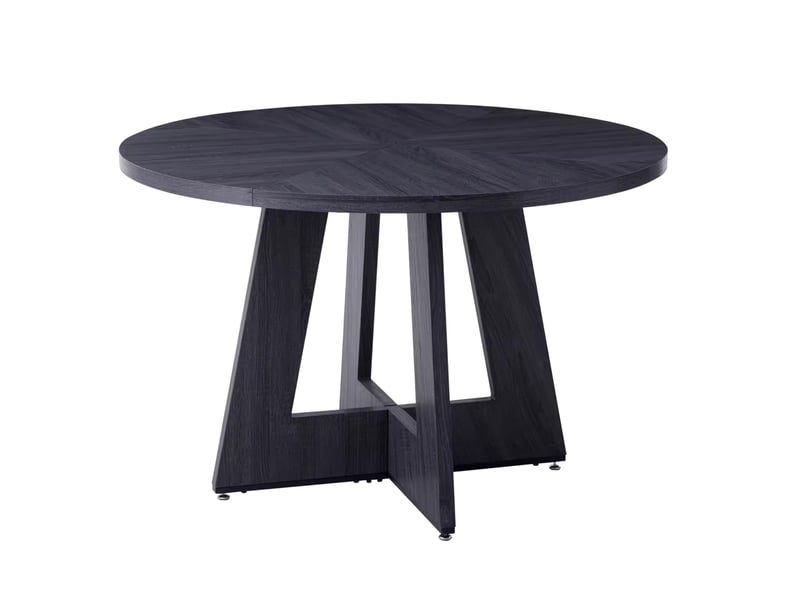  Table à manger ronde 120x76 cm industriel mdf métal bois noir  - Conforama A