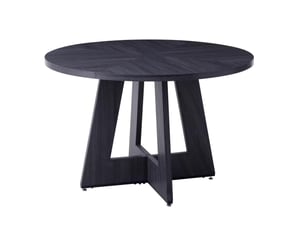Table à manger ronde 120x76 cm industriel mdf métal bois noir