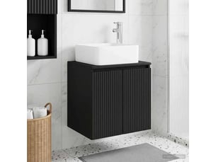 Vanité de lavabo mural, meuble de rangement noir 49.5x41x63 cm bois d'ingénierie