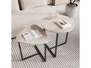 Tables basses gigognes lot de 2 avec plateau en forme de cœur et structure métallique, style industriel, salon
