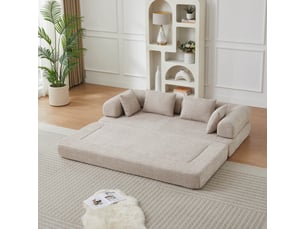Canapé convertible 2 places 4 en 1 200x95x68 cm modulable, dossier réglable, sans montage, base antidérapante, 4 coussins, chenille gris