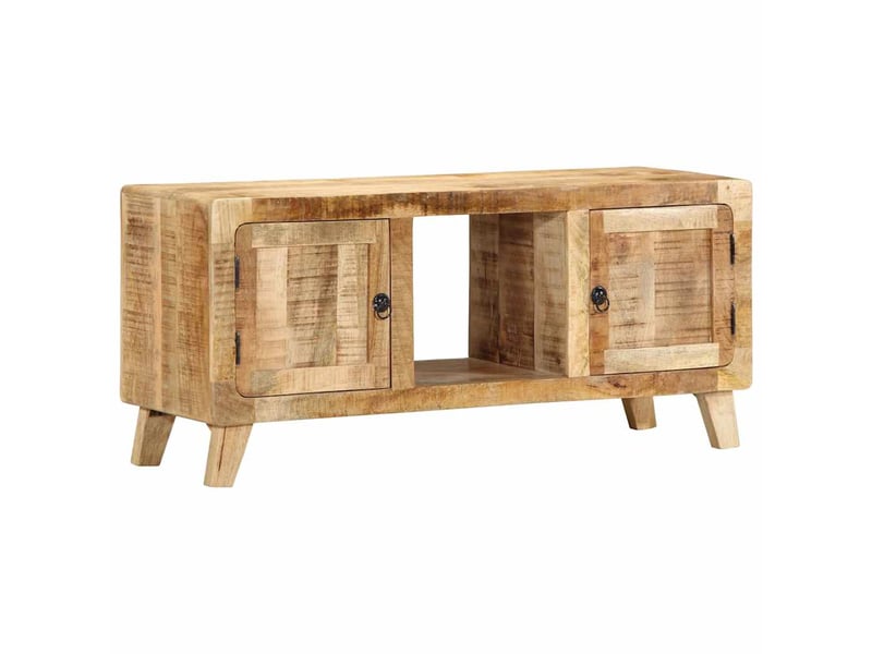  Meuble tv - banc tv - meuble de rangement 105x46x32 cm bois massif de manguier brut  - Conforama B