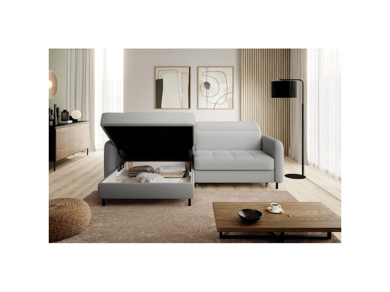  Canapé d'angle collection goumsi coloris gris clair  - Conforama D
