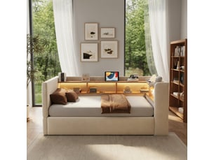 Lit coffre 90x190 cm <strong></strong> <strong></strong> coloris beige
