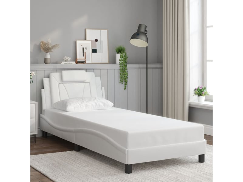 Lit simple- lit adulte - cadre de lit viana avec led sans matelas blanc 80x200 cm - Conforama C