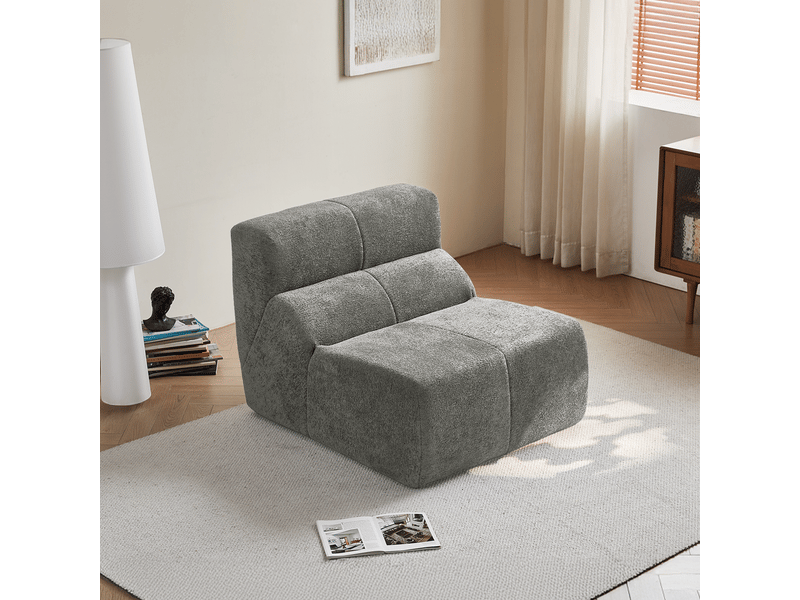  Fauteuil ergonomique à dossier haut  - mousse haute densité, velours gris clair 94 × 110 × 79 cm  - Conforama B