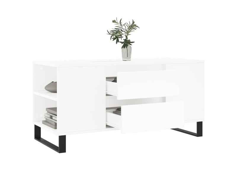  Table basse rectangulaire | table de salon blanc 102x44,5x50 cm bois d'ingénierie shl6059  - Conforama D