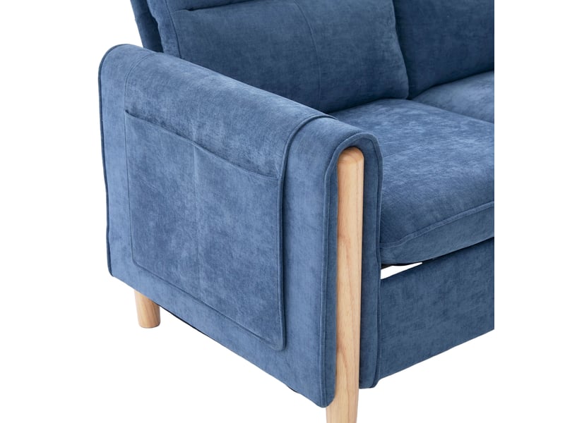  Canapé en u 4 places en chenille bleu avec 2 poufs et rangements intégrés pour le salon familial  - Conforama R