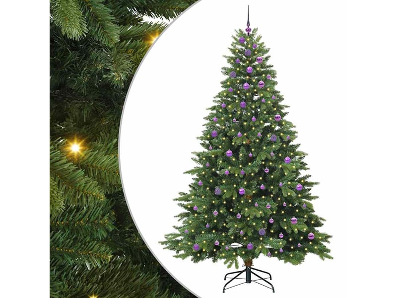 Sapin de noël artificiel, arbre de noël avec 300 led vert 240 cm pe et pvc shl2896 - Conforama A