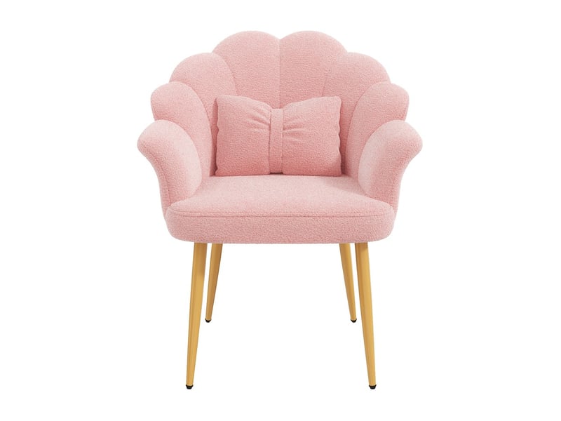  Chaise rose moderne en tissu teddy, design compact, adaptée pour salon et salle à manger  - Conforama D