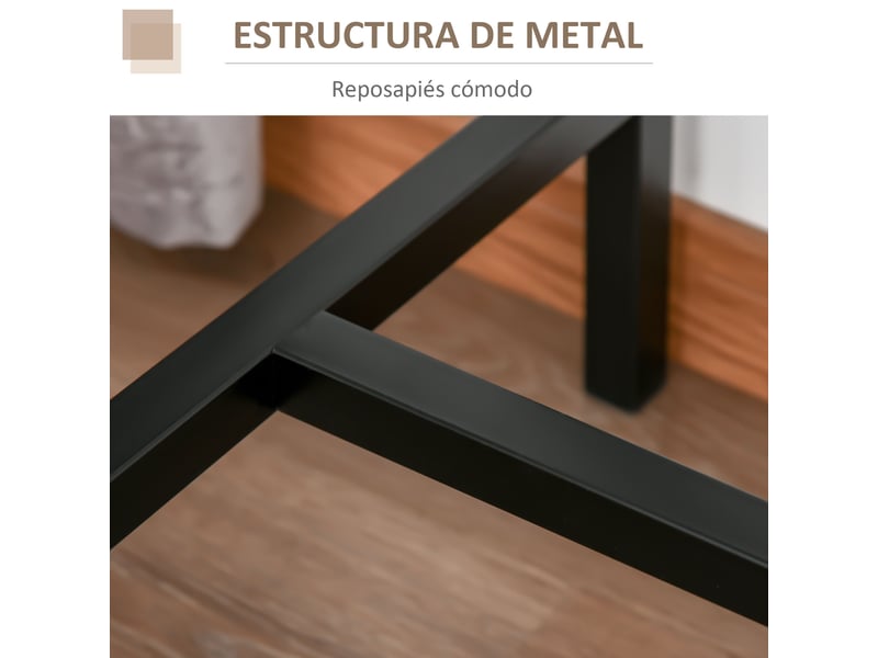  Ensemble table de bar et 2 tabourets, style industriel, structure en métal pour cuisine ou salon, coloris naturel et noir.  - Conforama E