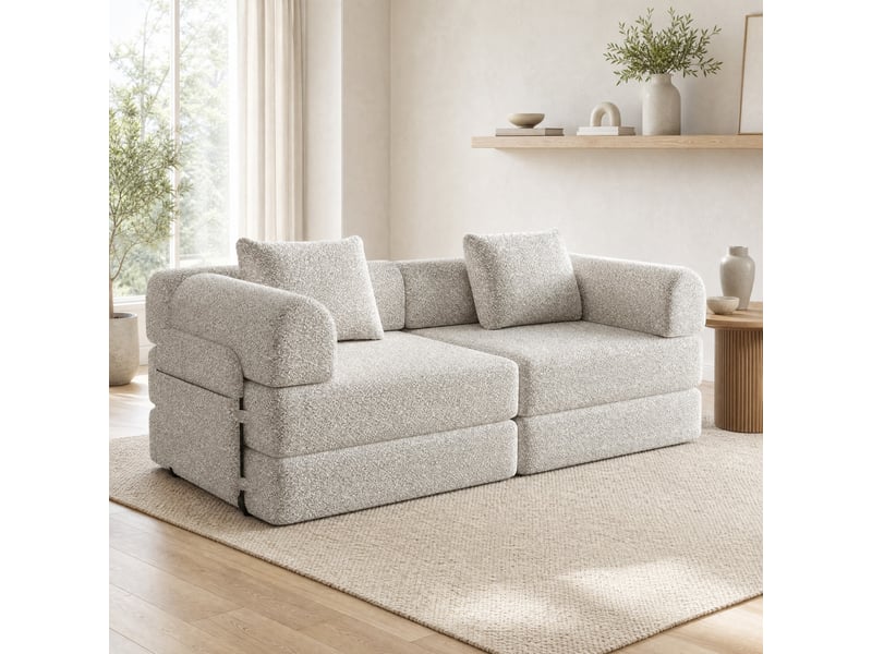  Lit banquette simple convertible 2 en 1 avec rangement d’accoudoir  - sans matelas, chenille - kaki  - Conforama B