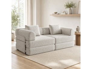 Lit banquette simple convertible 2 en 1 avec rangement d’accoudoir  - sans matelas, chenille - kaki