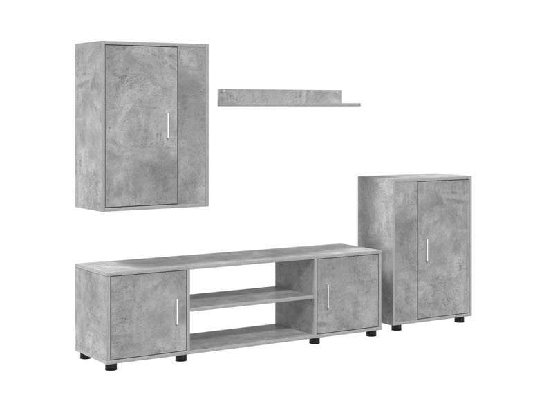  Ensemble meuble tv - banc tv - meuble de rangement gris béton bois d'ingénierie  - Conforama A