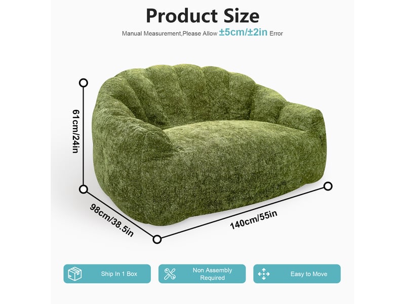  Pouf géant avec accoudoirs, design biomimétique patte d’ours, largeur 140 cm  - Conforama E