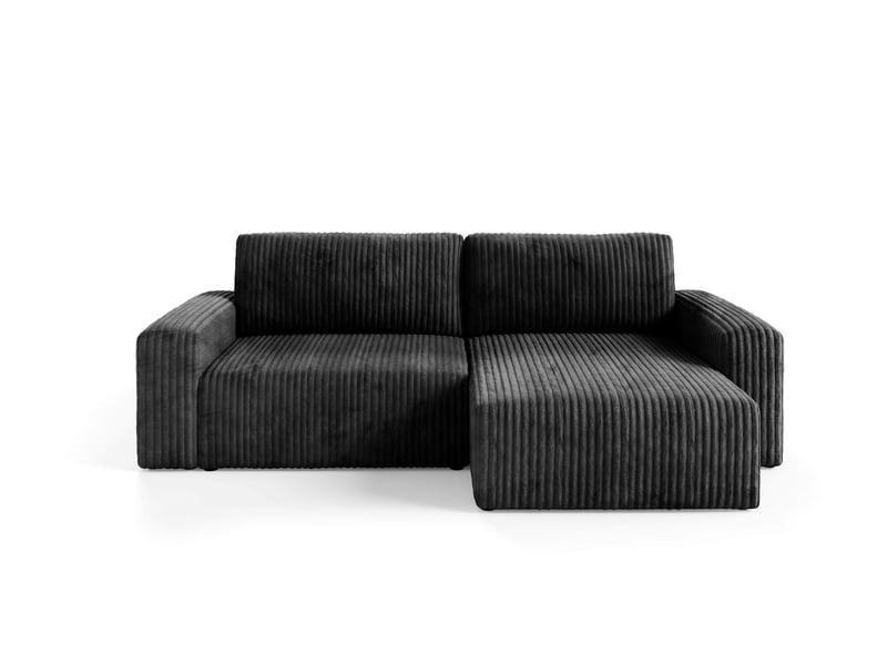  Canapé d'angle convertible cord fano noir  - Conforama A