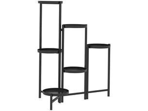 Étagère à plantes pliable en métal noir, 6 niveaux, 80 cm, pour intérieur, jardin et balcon