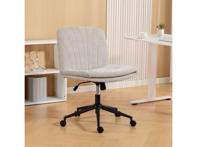  Chaise de bureau sans accoudoirs, fauteuil de bureau, chenille (100% polyester), 67x62x93cm, beige  - Conforama D