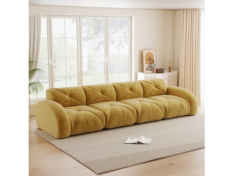 Canapé modulaire 4 places sans structure jaune en chenille 358 x 95 x 76 cm  - Conforama B