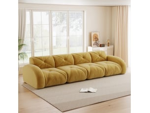 Canapé modulaire 4 places sans structure jaune en chenille 358 x 95 x 76 cm