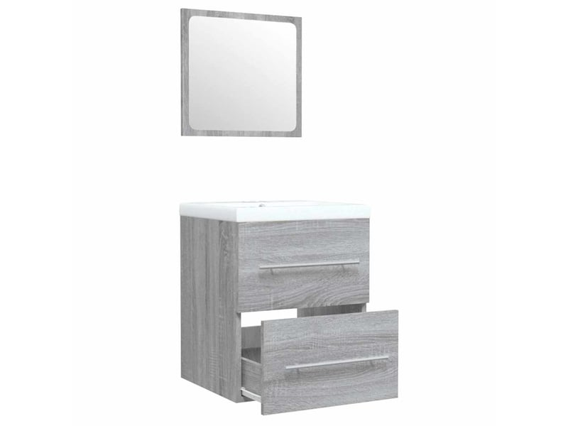 Meuble de lavabo avec bassin intégré sonoma gris bois d'ingénierie shl8753  - Conforama E