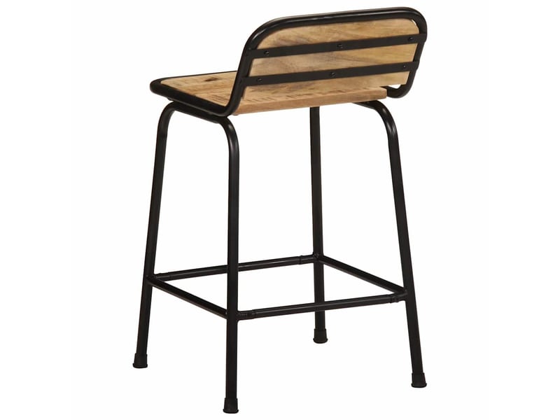  Lot de 2 tabouret de bar, chaise de bar pcs bois massif manguier brut  - Conforama D