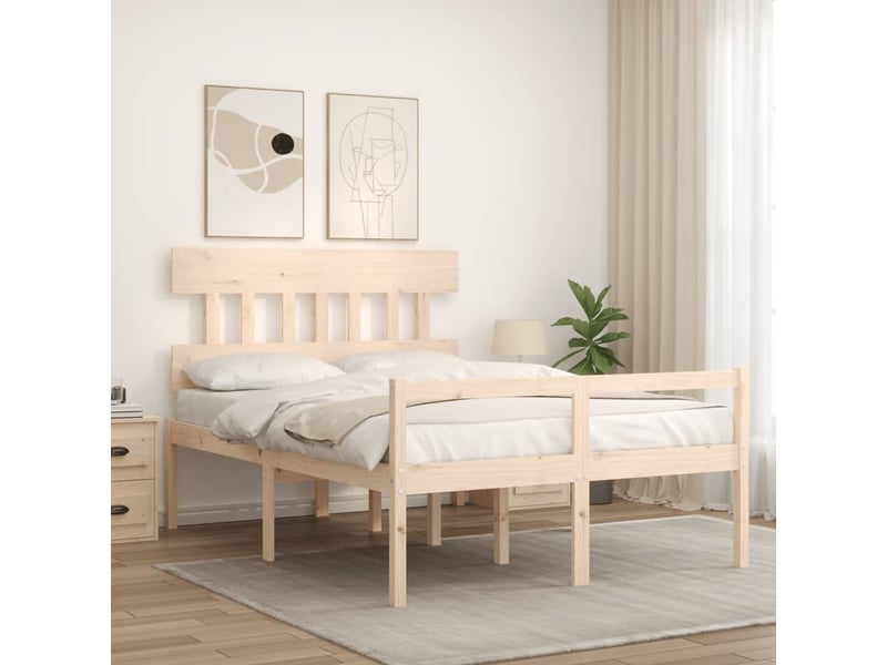  Lit double- lit adulte -  lit pour personne âgée sans matelas 120x200 cm bois massif  - Conforama B