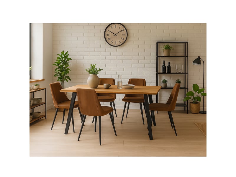 Lot de 4 chaise de salle à manger rembourré en suédine, pieds métal, marron - Conforama C