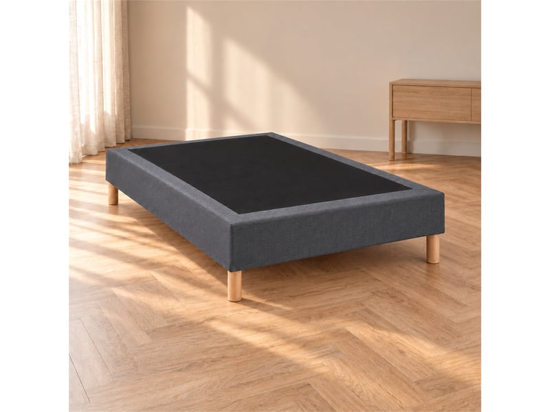  Sommier tapissier déco 140x190 cm gris - hauteur 35 cm - caisse 20 cm - pieds inclus  - Conforama B