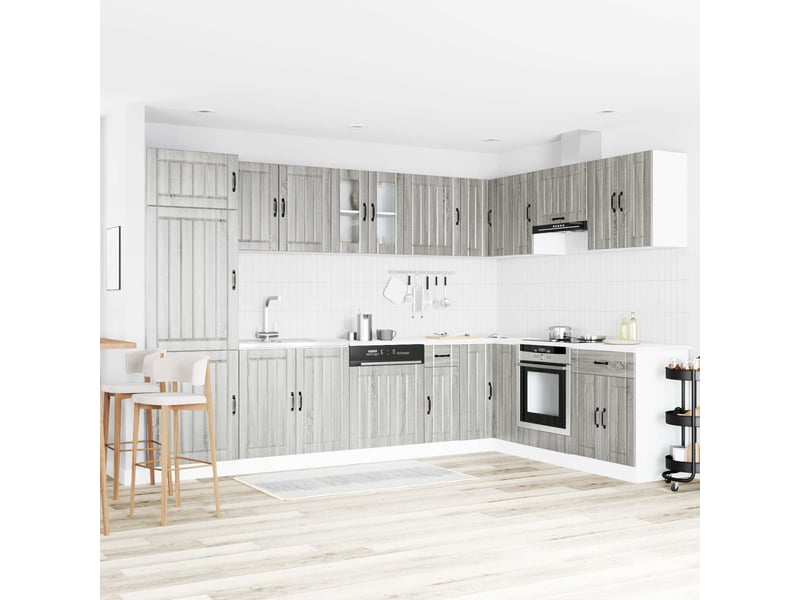 Meuble sous évier 2 pcs gris sonoma bois d'ingénierie - Conforama B